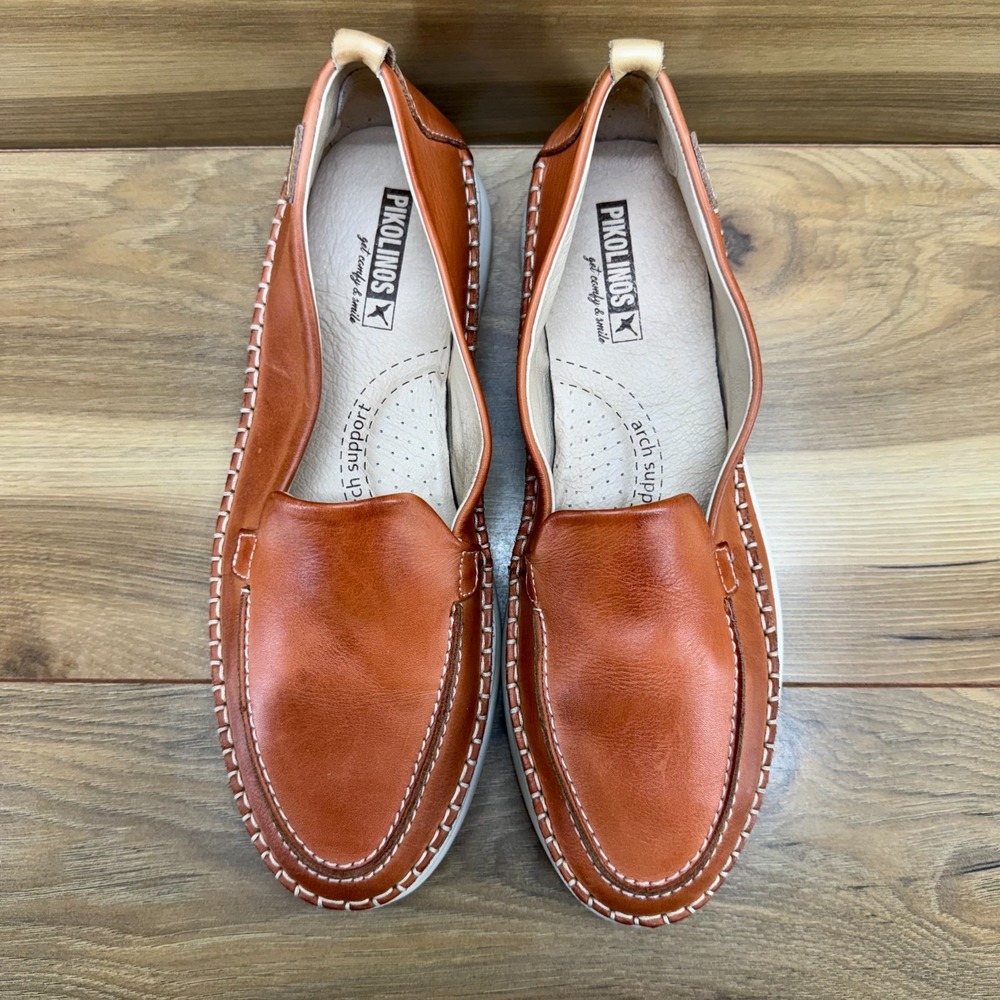 Pikolinos Gandia Moc Toe Loafers Womens 9.5 10 EU 40 Cognac Soft leather Walk - Picture 4 of 11